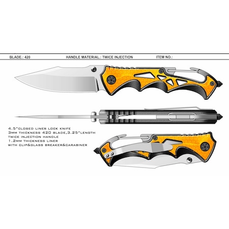 7-3/4-in. FOLDING KNIFE WITH GLASS BREAK